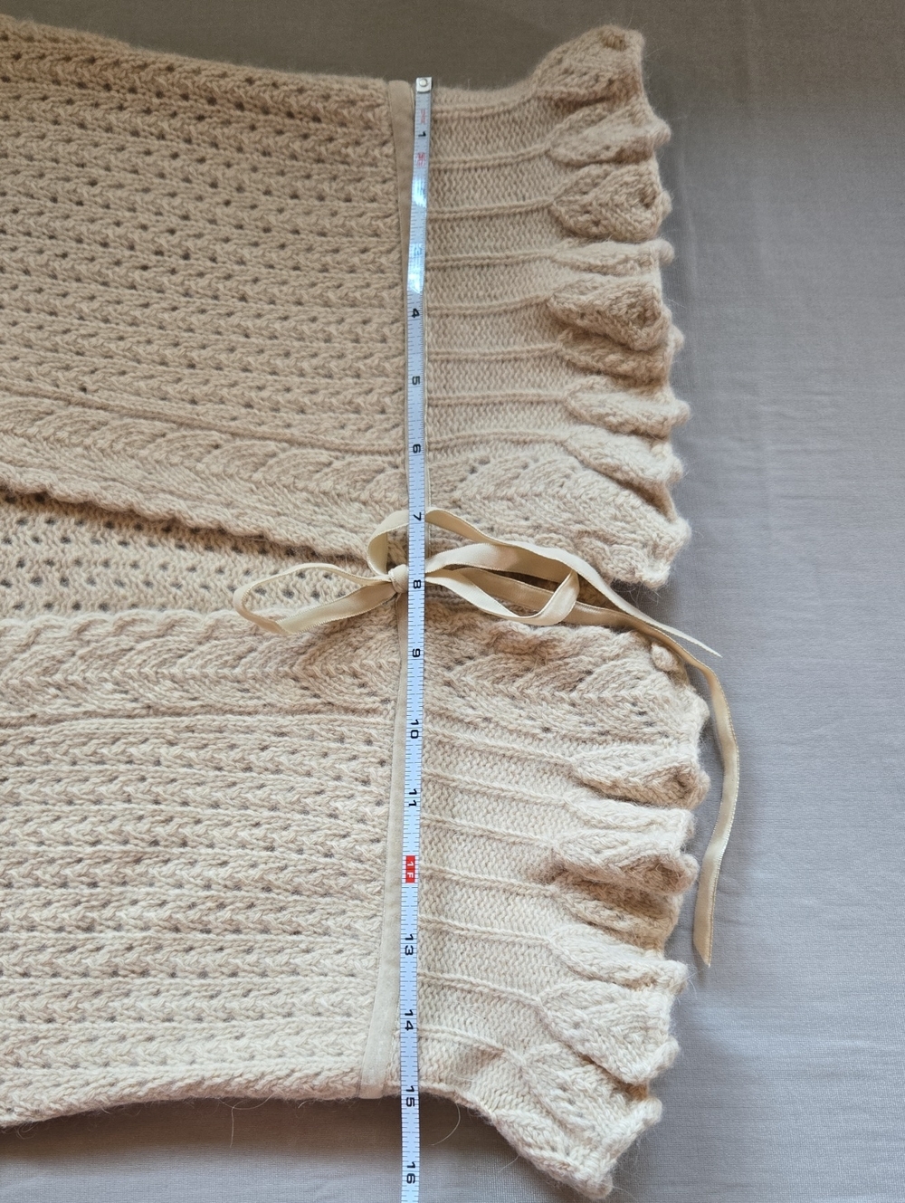 LOFT Lambswool Angora Knit Cardigan – Beige Short Sleeve Tie Front Sweater - S - Picture 8 of 10